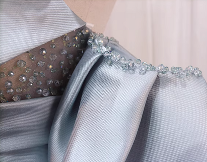 Maximalism A-Line Off-Shoulder Sweet 16th Formal Gowns Pleated Satin Beads Sequins Tulle Prom Dress AP4558
