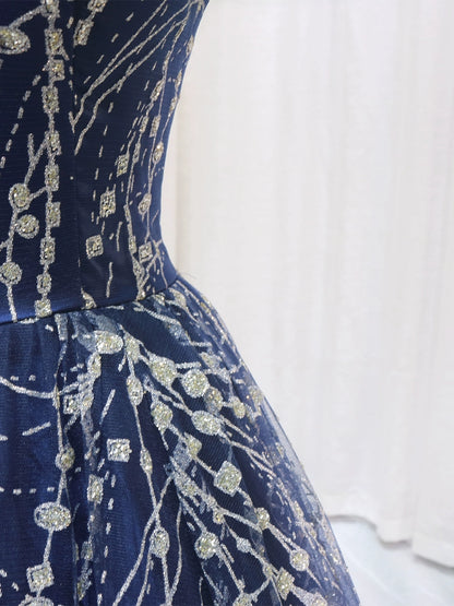 Casual A-Line V Neck Sweet 16th Gowns Sleeveless Sequins Prom Dress AP4561