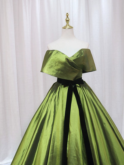 Fairy A-Line Off-Shoulder Sweet 16th Formal Gowns Bow Satin Prom Dress AP4565