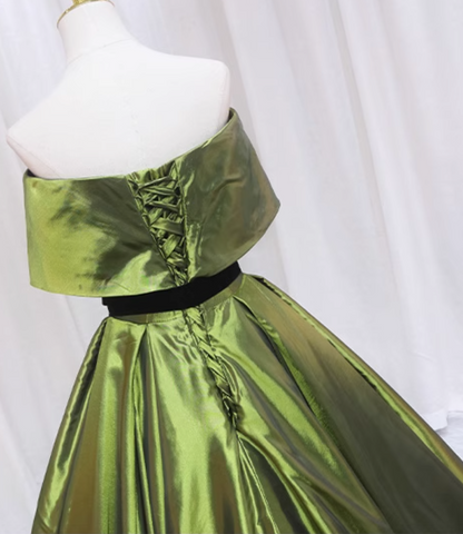 Fairy A-Line Off-Shoulder Sweet 16th Formal Gowns Bow Satin Prom Dress AP4565