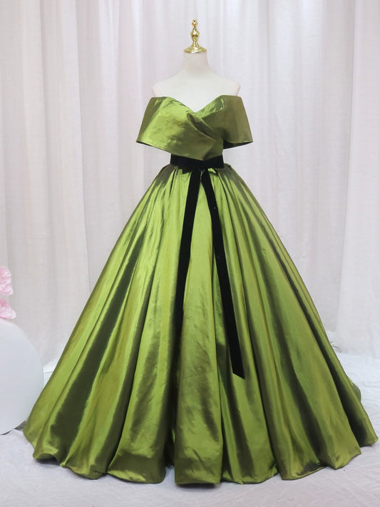 Fairy A-Line Off-Shoulder Sweet 16th Formal Gowns Bow Satin Prom Dress AP4565
