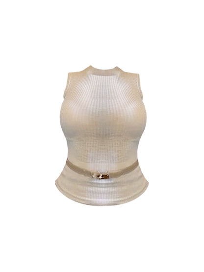 Boho-Inspired Sleeveless Ribbed Knit Mini Dress Stretchy Beige Two-Piece Set Jewel Neck Lace Bodycon Short Dress AP4567