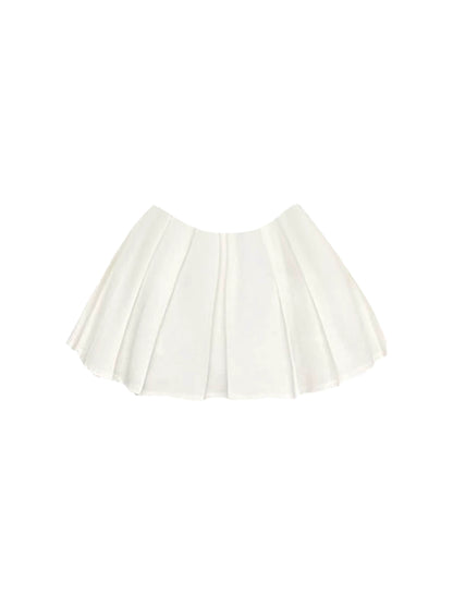 Exquisite A-Line Ruffled Hem Party Outfit Pleated Mini Skirt Romantic Lace Tie Jewel Neck Long Sleeve Two-Piece Short Dress AP4571