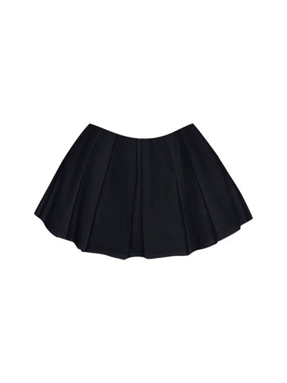Exquisite A-Line Ruffled Hem Party Outfit Pleated Mini Skirt Romantic Lace Tie Jewel Neck Long Sleeve Two-Piece Short Dress AP4571