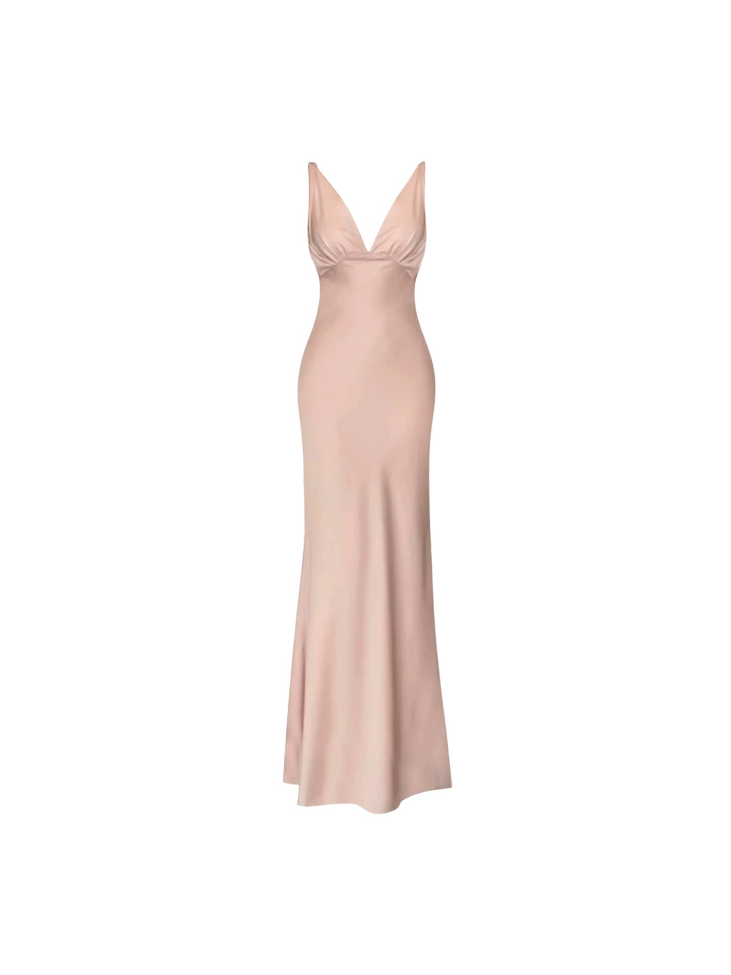 Wonderful Sheath Sash Accent V-Neck Maxi Dresses Elegant Draping Satin Open Back Long Dress AP4573