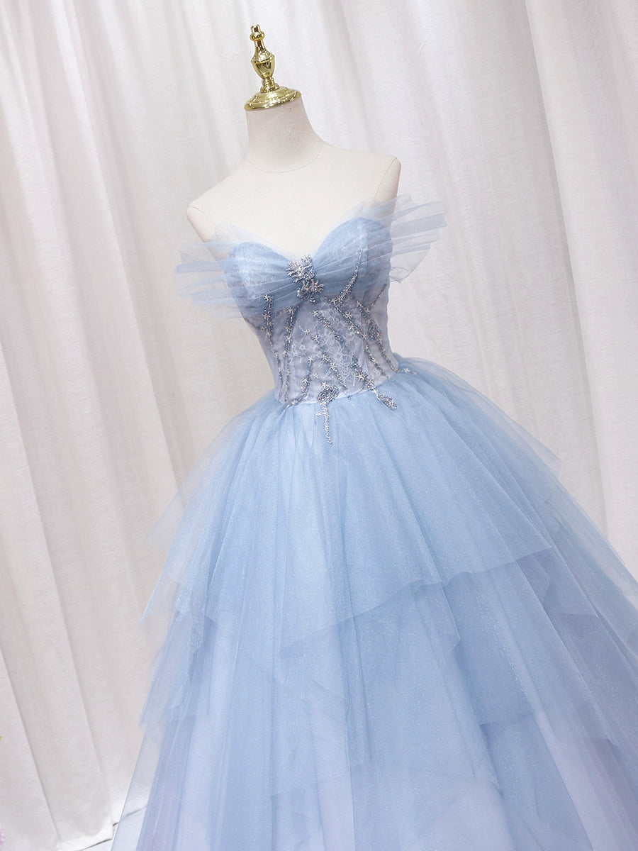Sweet A-Line Strapless Sweet 16th Evening Dresses Sequins Beading Lace Tulle Prom Dress AP4592
