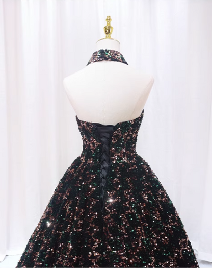 Glam A-Line Strapless Sweet 16th Evening Dresses Sparkly Sequins Beaded Prom Dress AP4602