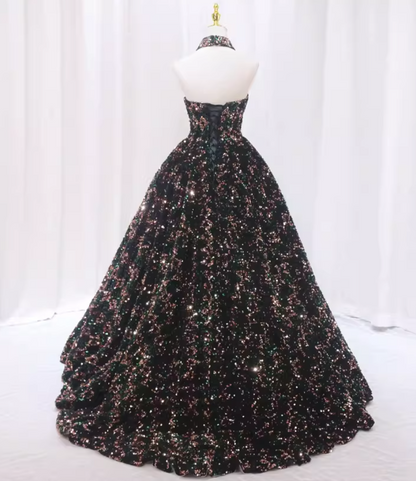 Glam A-Line Strapless Sweet 16th Evening Dresses Sparkly Sequins Beaded Prom Dress AP4602