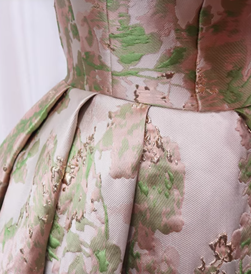 Glamorous A-Line Strapless Sweet 16th Evening Dresses Beading Big Bow Knot Floral Jacquard Prom Dress AP4603