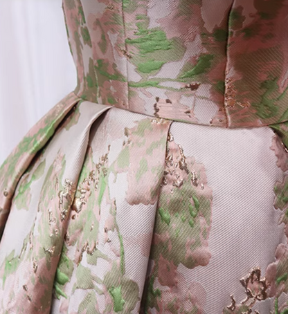 Glamorous A-Line Strapless Sweet 16th Evening Dresses Beading Big Bow Knot Floral Jacquard Prom Dress AP4603