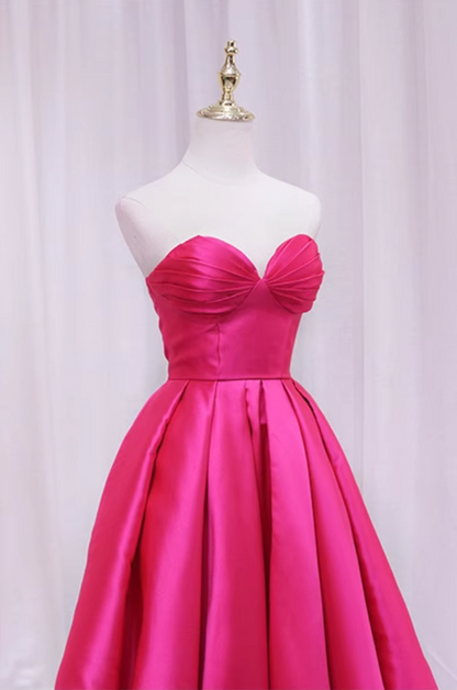 Novelty A-Line Sweetheart Neck Birthday Gowns Hi-Lo Ruched Satin Homecoming Dress AP4606