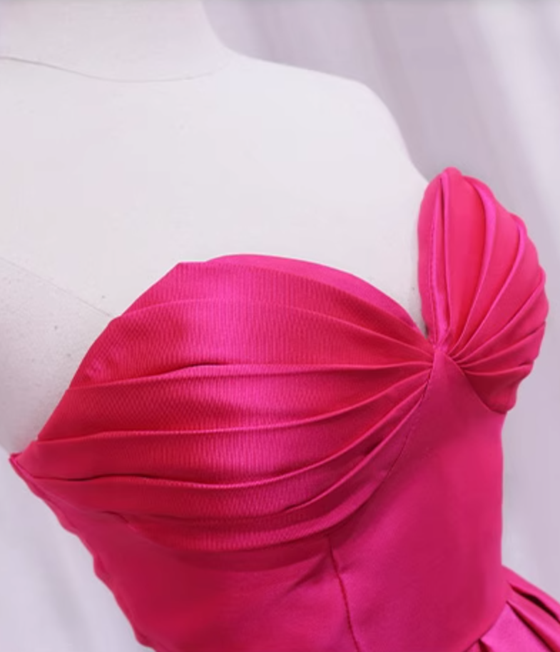 Novelty A-Line Sweetheart Neck Birthday Gowns Hi-Lo Ruched Satin Homecoming Dress AP4606