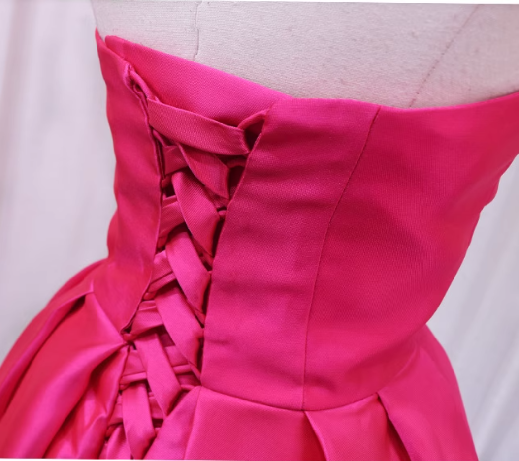 Novelty A-Line Sweetheart Neck Birthday Gowns Hi-Lo Ruched Satin Homecoming Dress AP4606