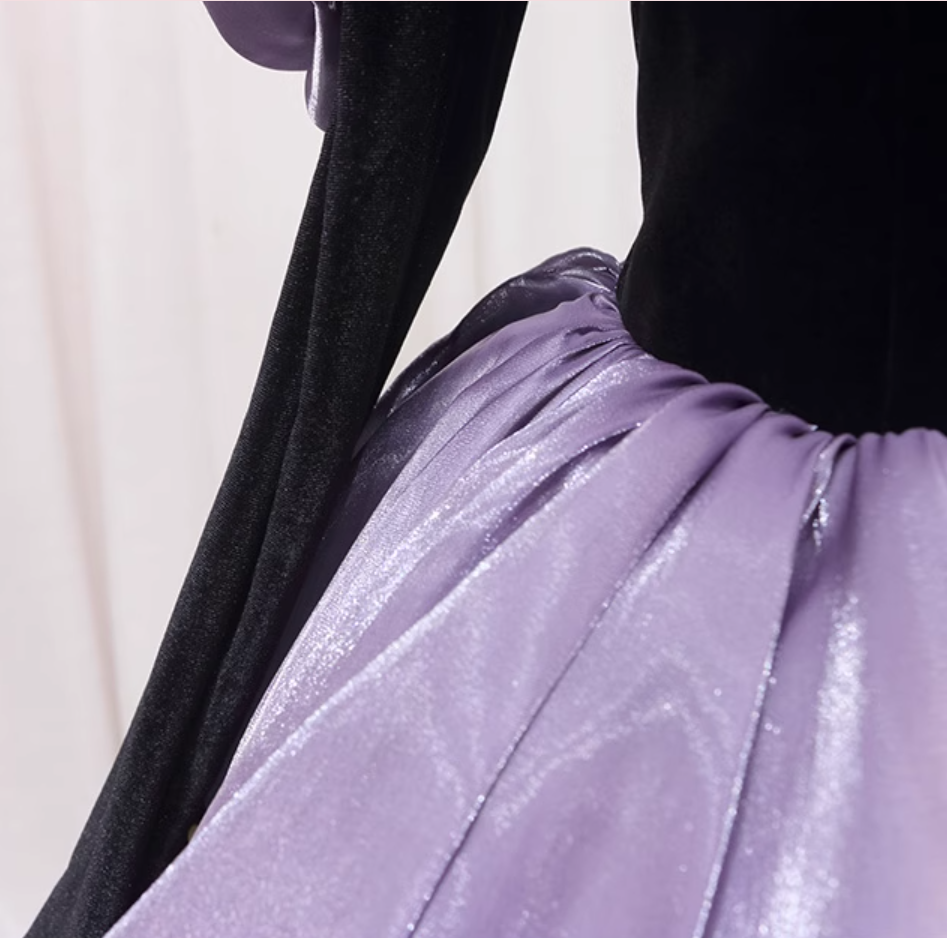 Unique Off-Shoulder A-Line Evening Gowns Beading Bow Long Sleeve Handmade Flowers Prom Dress AP4607