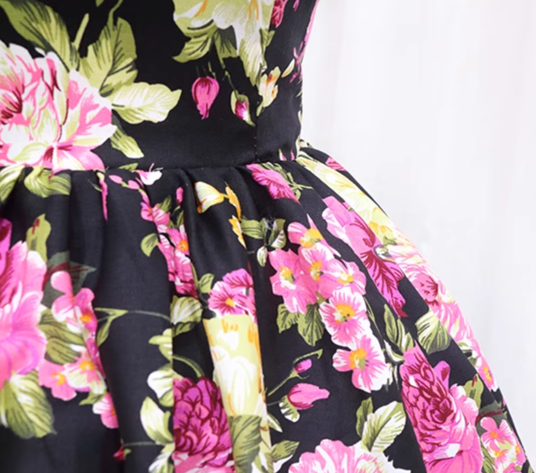Vibrant Strapless Floral Print Birthday Dresses Vintage A-Line Homecoming Dress AP4608