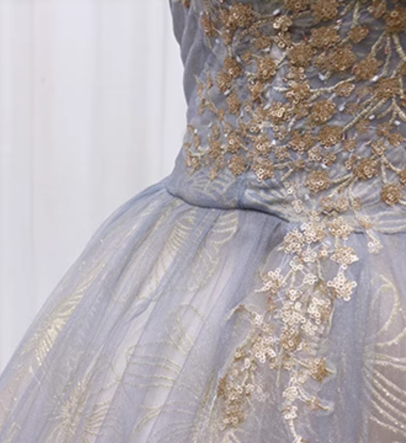 Fashionable A-Line Off-Shoulder Sweet 16th Evening Gowns  Floral Sequins Tulle Prom Dress AP4609