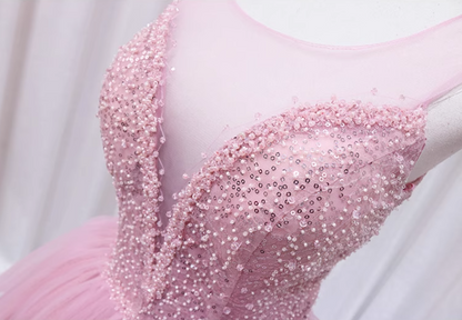 French Style Jewel Neck Sequins Tulle Birthday Dresses Beading A-Line Backless Homecoming Dress AP4610