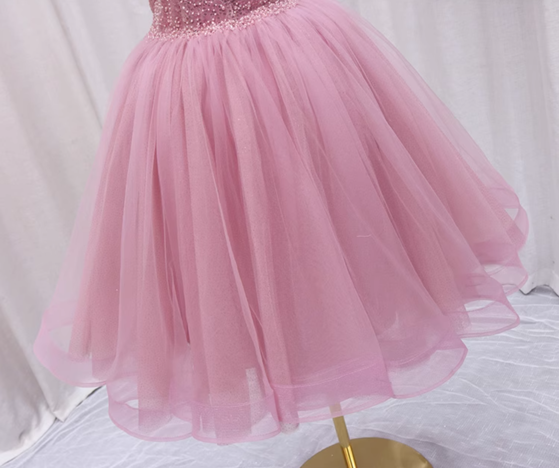 French Style Jewel Neck Sequins Tulle Birthday Dresses Beading A-Line Backless Homecoming Dress AP4610
