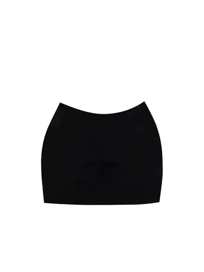 Fancy Mock Neck Plum Purple Top Black Mini Dress Simple Two-Piece Set Bodycon Casual Outings Short Dress AP4629