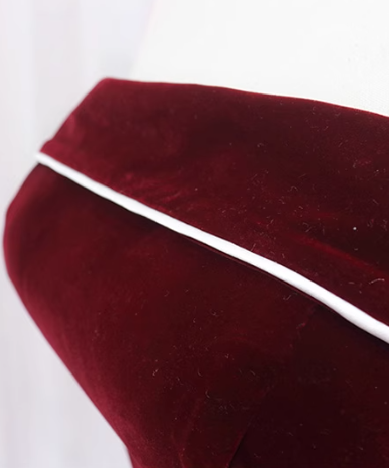 Fairy A-Line Strapless Sweet 16th Dresses White Trim Red Velvet Prom Dress AP4636