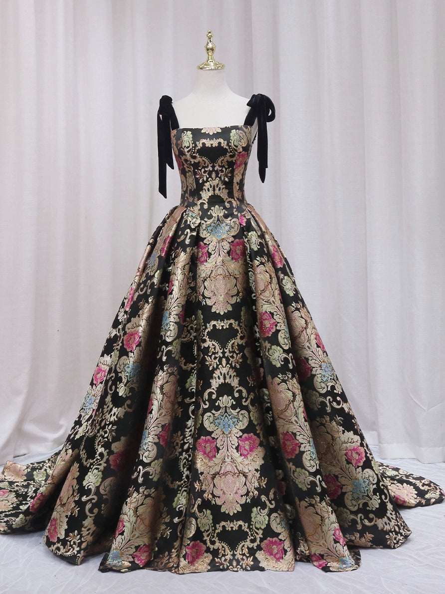 Boho-Inspired A-Line Spaghetti Strap Sweet 16th Evening Dresses Floral Jacquard Prom Dress AP4637