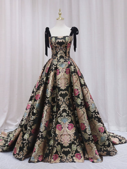 Boho-Inspired A-Line Spaghetti Strap Sweet 16th Evening Dresses Floral Jacquard Prom Dress AP4637