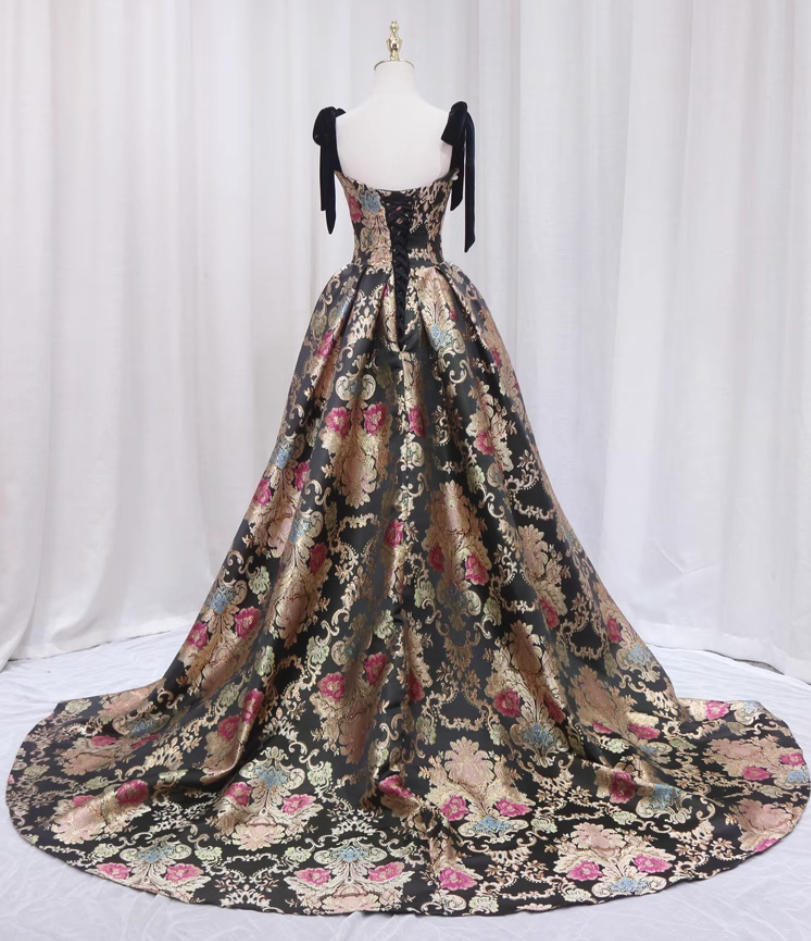 Boho-Inspired A-Line Spaghetti Strap Sweet 16th Evening Dresses Floral Jacquard Prom Dress AP4637