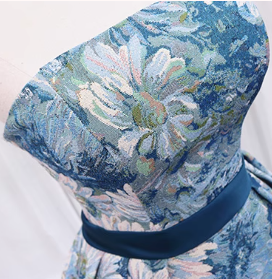 Lovely A-Line Strapless Sweet 16th Dresses Jacquard Floral Prom Dress AP4639
