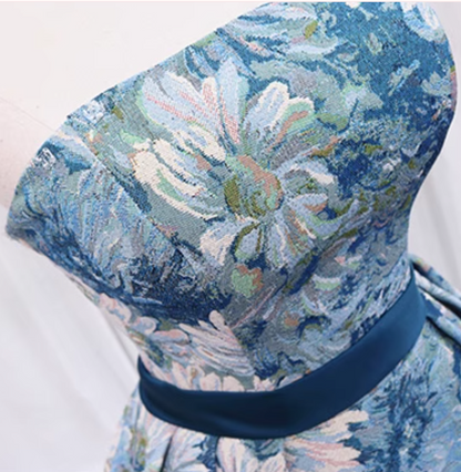 Lovely A-Line Strapless Sweet 16th Dresses Jacquard Floral Prom Dress AP4639