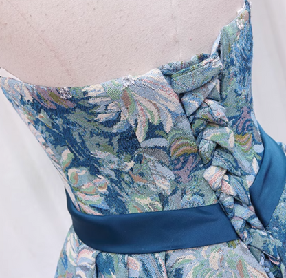 Lovely A-Line Strapless Sweet 16th Dresses Jacquard Floral Prom Dress AP4639