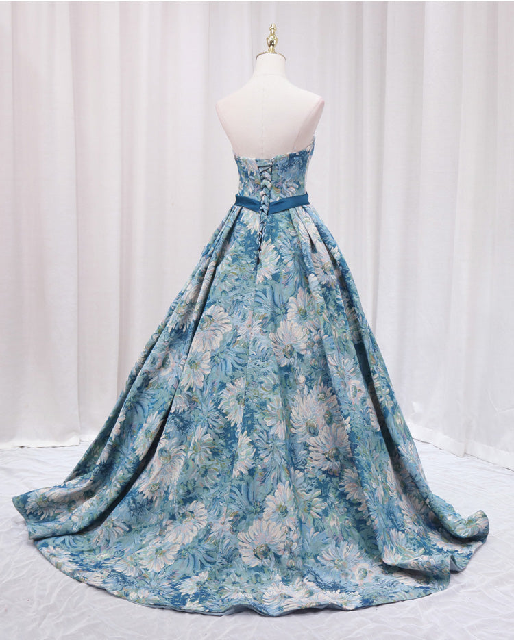 Lovely A-Line Strapless Sweet 16th Dresses Jacquard Floral Prom Dress AP4639