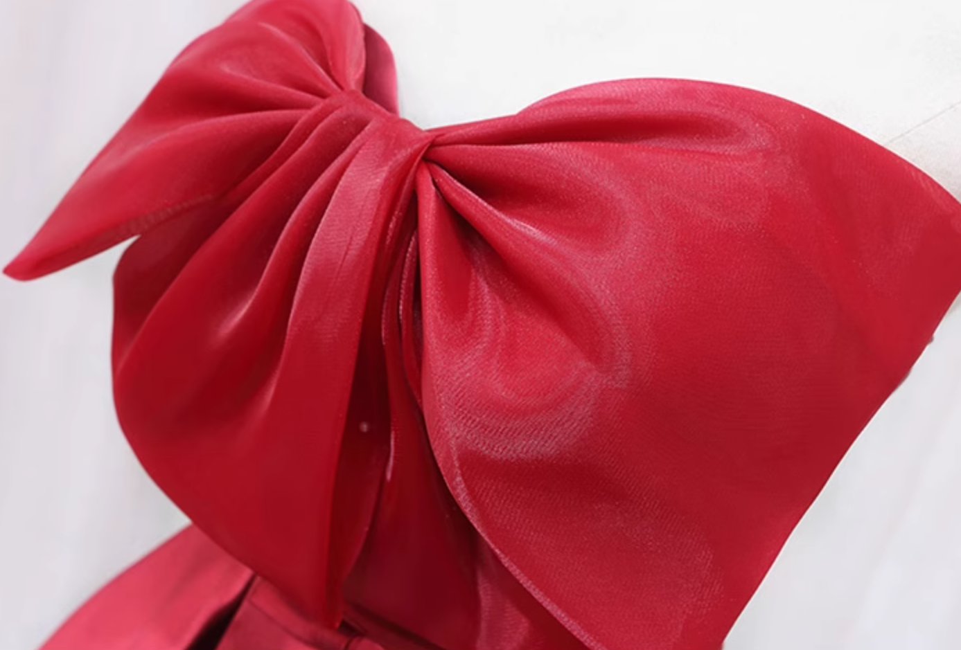 Splendid A-Line Strapless Birthday Dresses Bows Red Satin Pleated Homecoming Dress AP4648