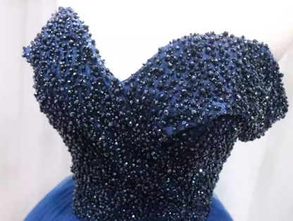 Fresh Off-Shoulder A-Line Birthday Dresses Beads Blue Tulle Homecoming Dress AP4653
