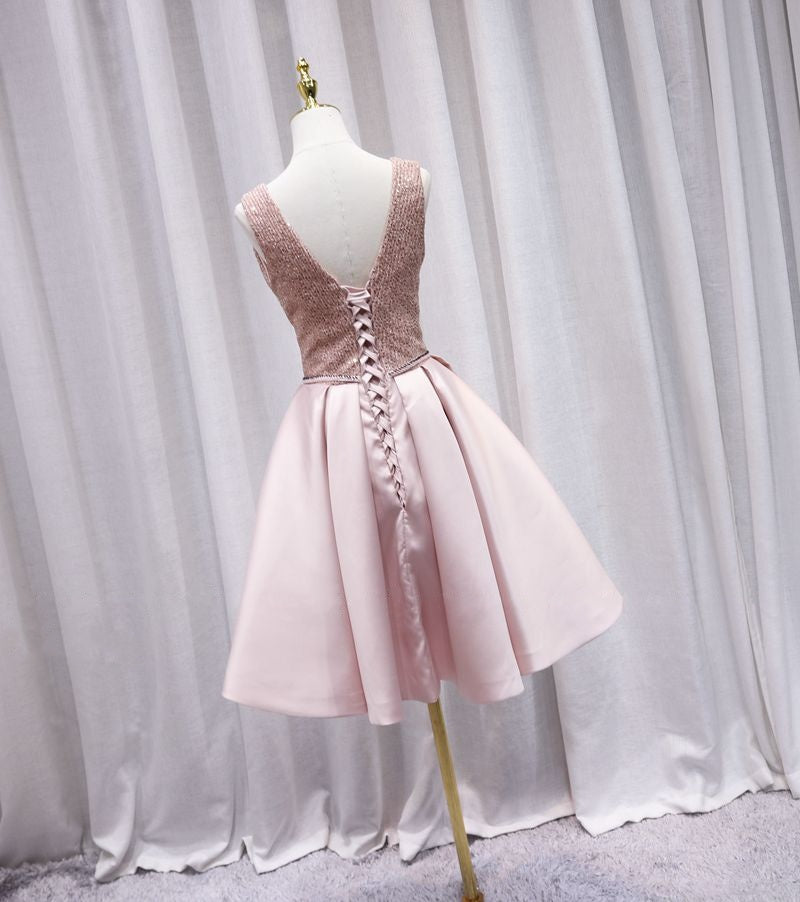 Ornate V Neck A-Line Birthday Dresses Sequins Lace-Up Homecoming Dress AP4655