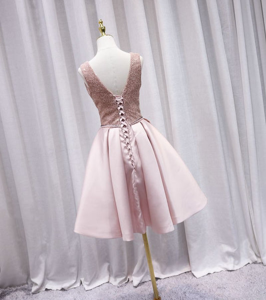 Ornate V Neck A-Line Birthday Dresses Sequins Lace-Up Homecoming Dress AP4655