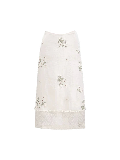 Fabulous Short Sleeve 2-Piece Set Sheath Maxi Skirt Floral Print Mandarin Collar White Long Dress AP4656