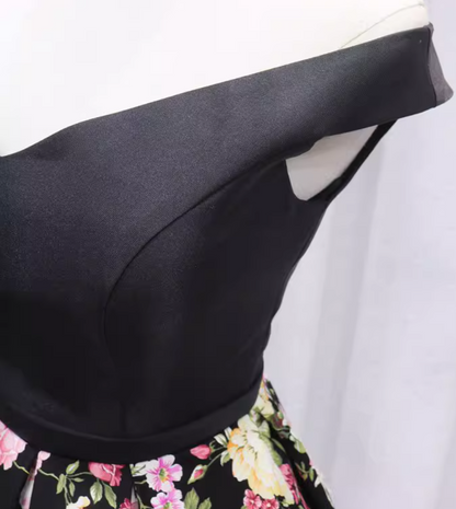 French-Style Off-Shoulder Floral A-Line Birthday Dresses Zipper Back Homecoming Dress AP4681