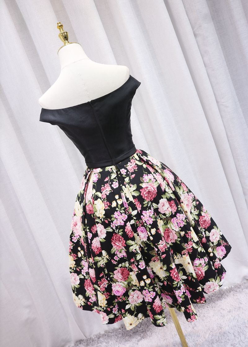 French-Style Off-Shoulder Floral A-Line Birthday Dresses Zipper Back Homecoming Dress AP4681