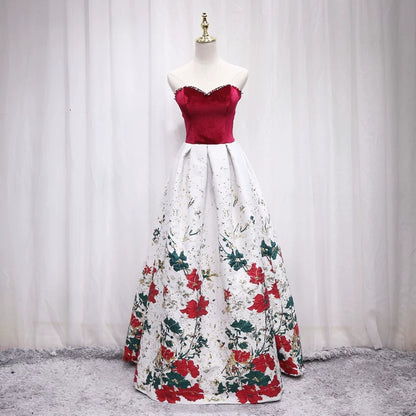Vibrant Style A-Line Strapless Sweet 16th Evening Dresses Beading Velvet Floral Prom Dress AP4687
