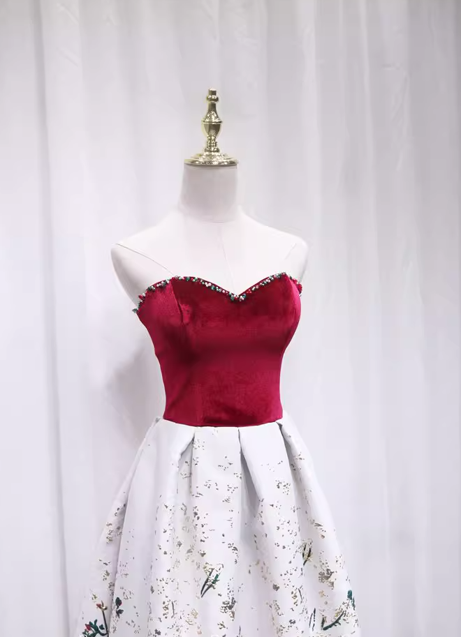 Vibrant Style A-Line Strapless Sweet 16th Evening Dresses Beading Velvet Floral Prom Dress AP4687