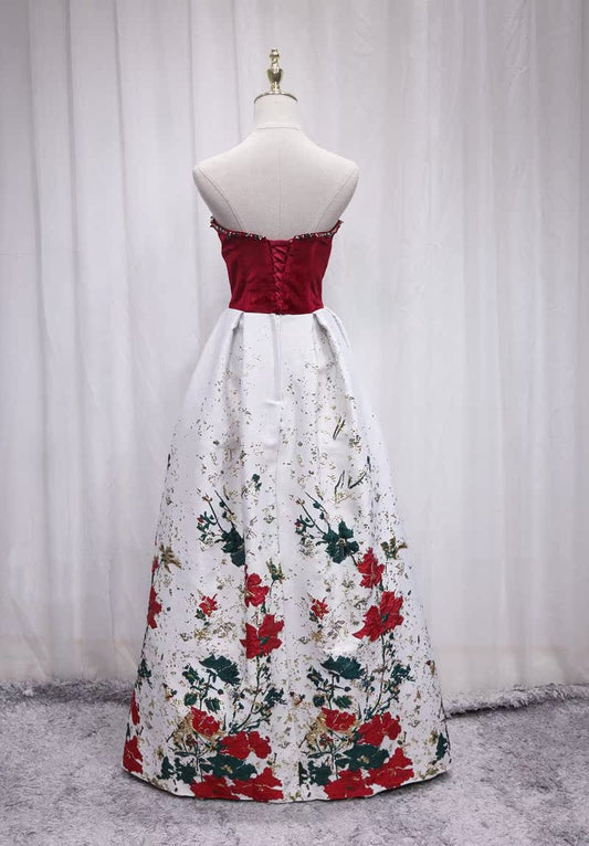 Vibrant Style A-Line Strapless Sweet 16th Evening Dresses Beading Velvet Floral Prom Dress AP4687
