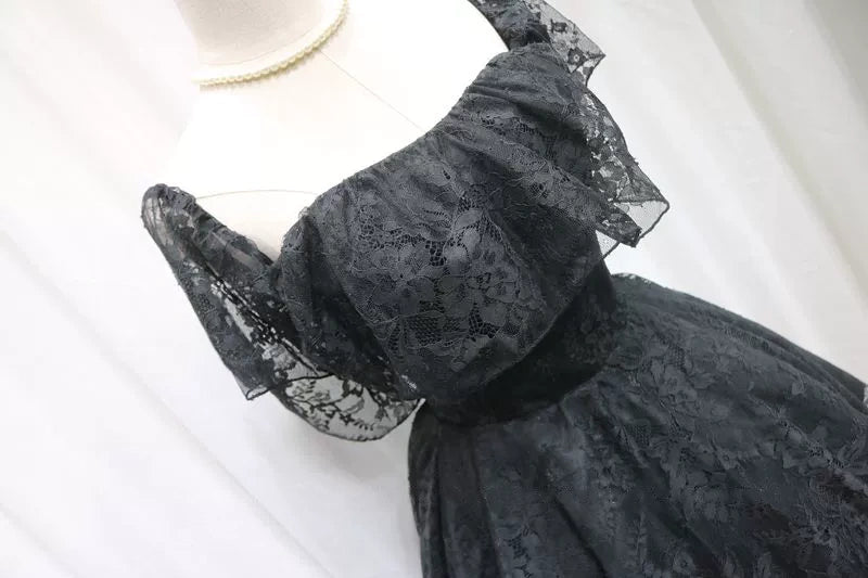 Fitted Off-Shoulder A-Line Birthday Dresses Black Lace Homecoming Dress AP4690