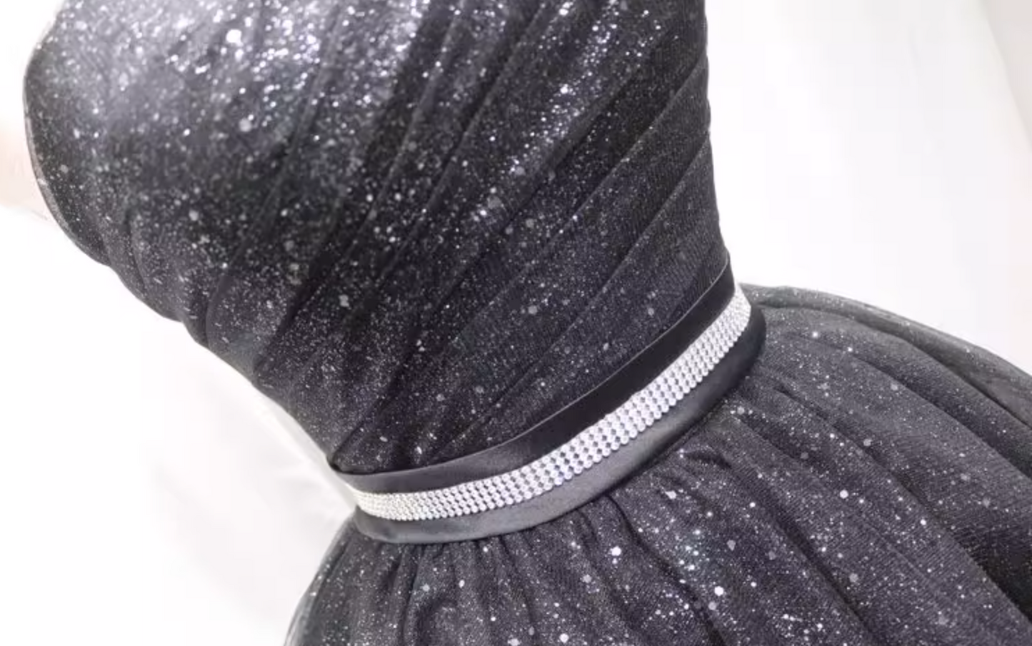 Princess A-Line Strapless Birthday Dresses Sequins Black Tulle Beading Homecoming Dress AP4698