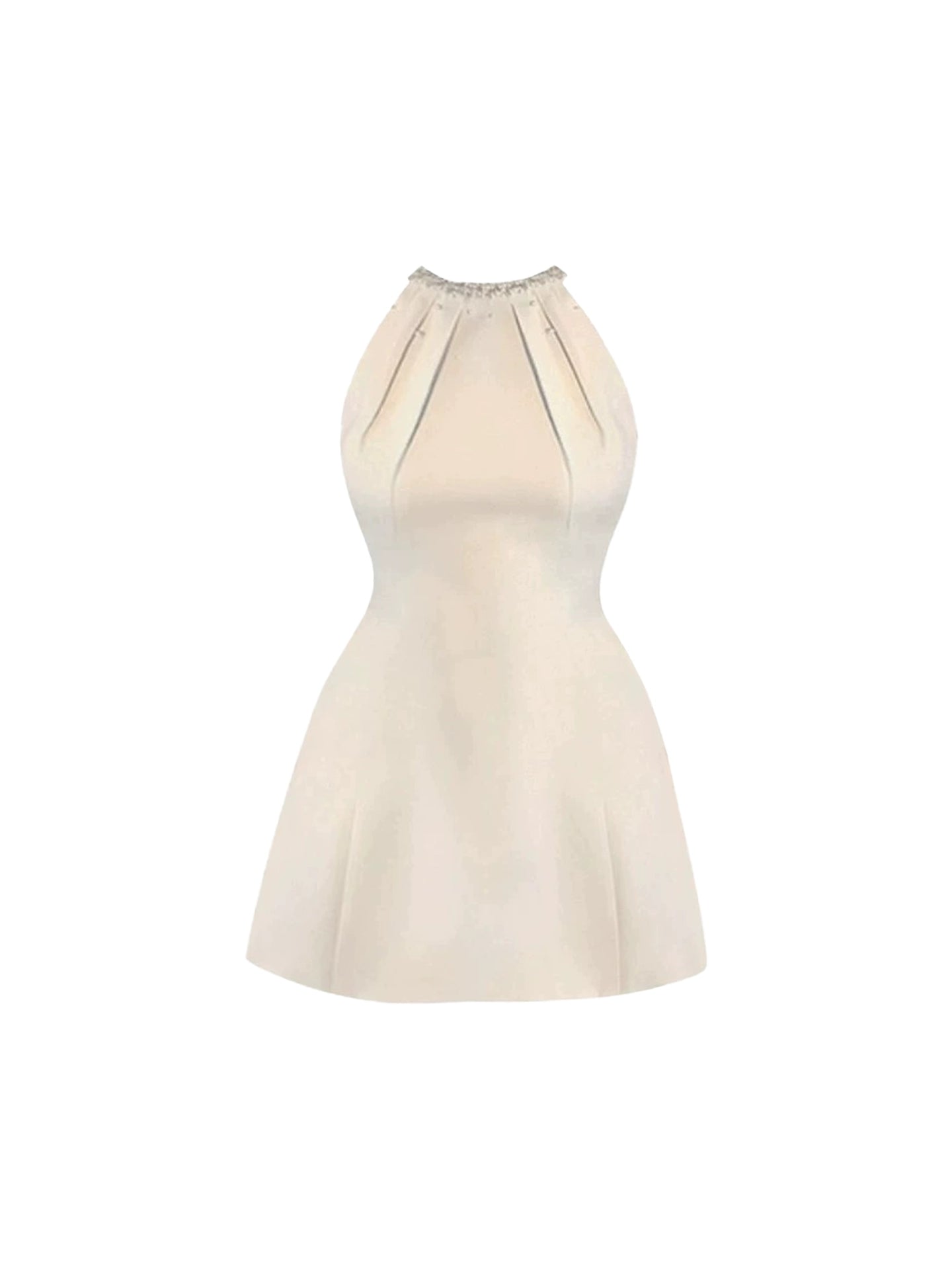 Exquisite Beaded Embellished Halter Neck Mini Skirt Simple Fitted Silhouette A-Line Short Dress AP4710