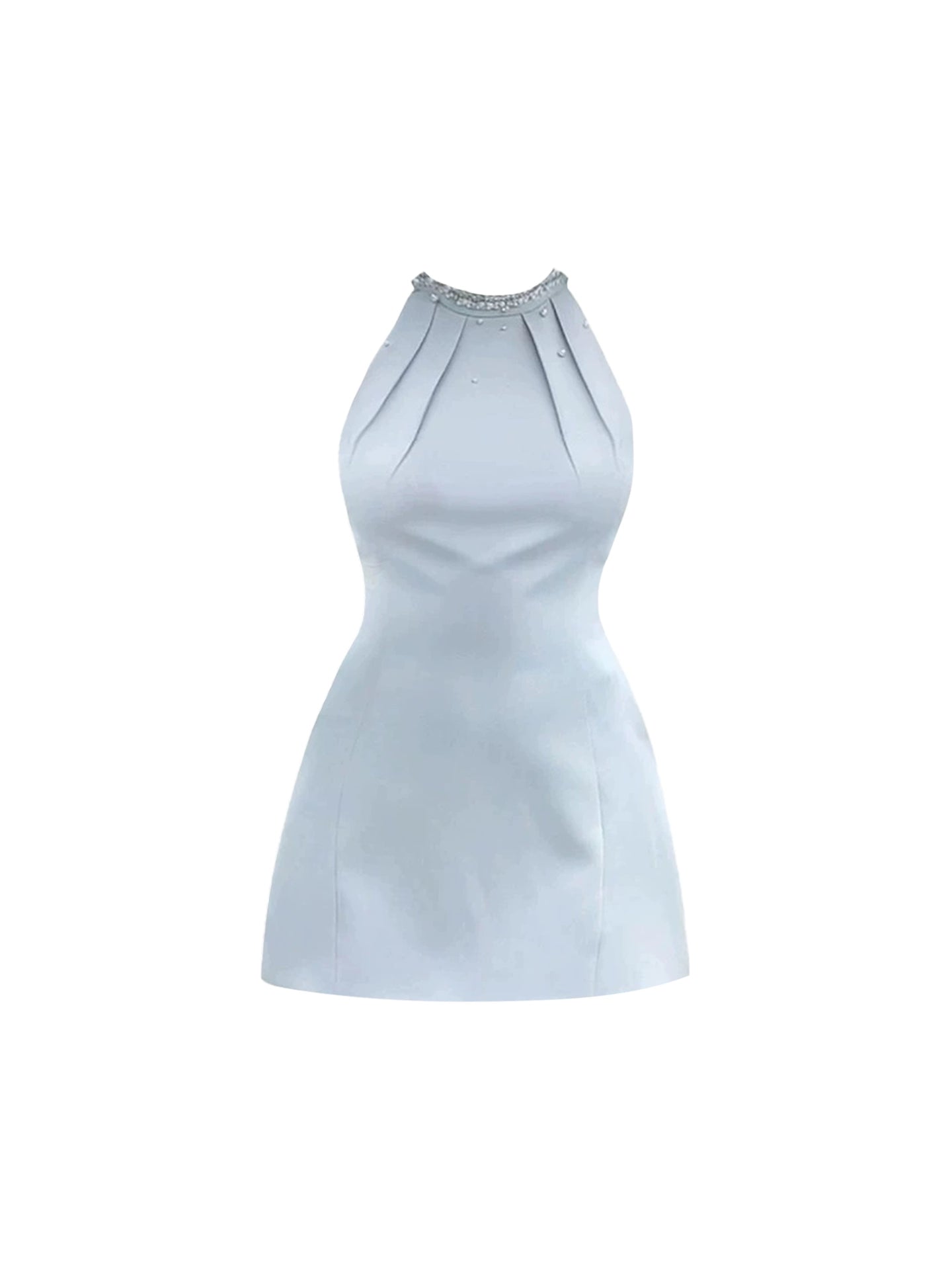 Exquisite Beaded Embellished Halter Neck Mini Skirt Simple Fitted Silhouette A-Line Short Dress AP4710