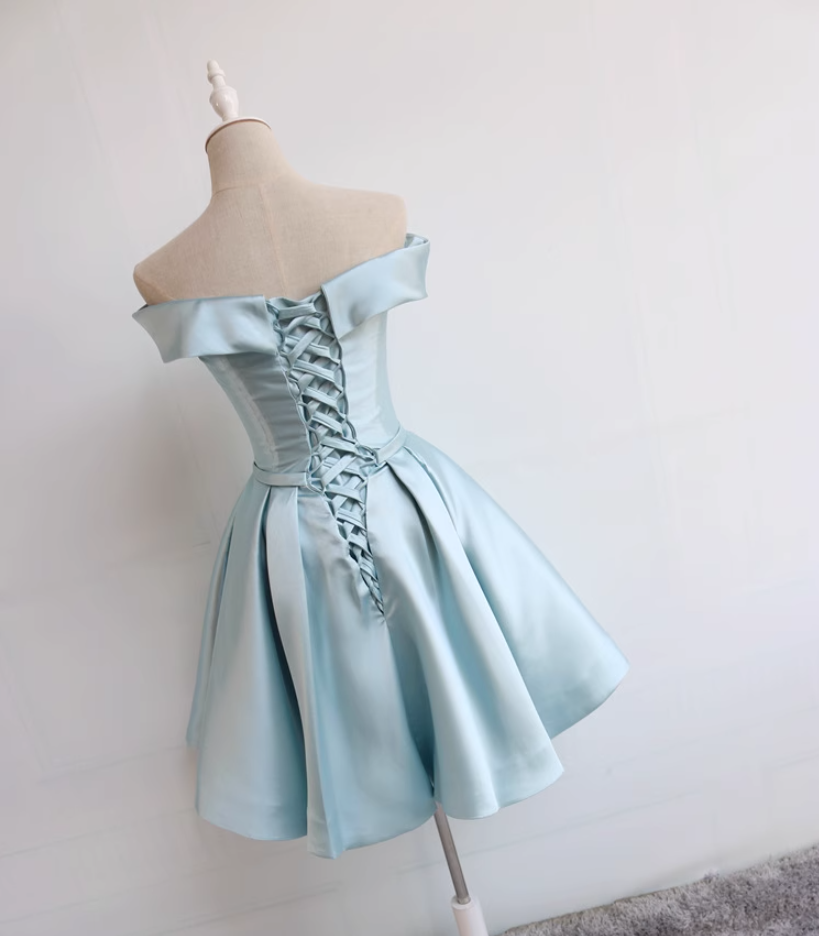 Avant-Garde Off-Shoulder A-Line Birthday Dresses Lace-Up Satin Bow Satin Homecoming Dress AP4722