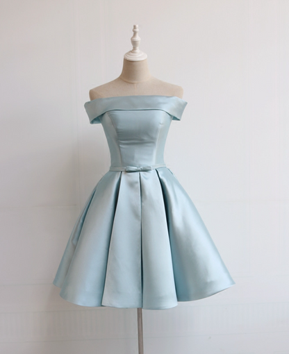Avant-Garde Off-Shoulder A-Line Birthday Dresses Lace-Up Satin Bow Satin Homecoming Dress AP4722
