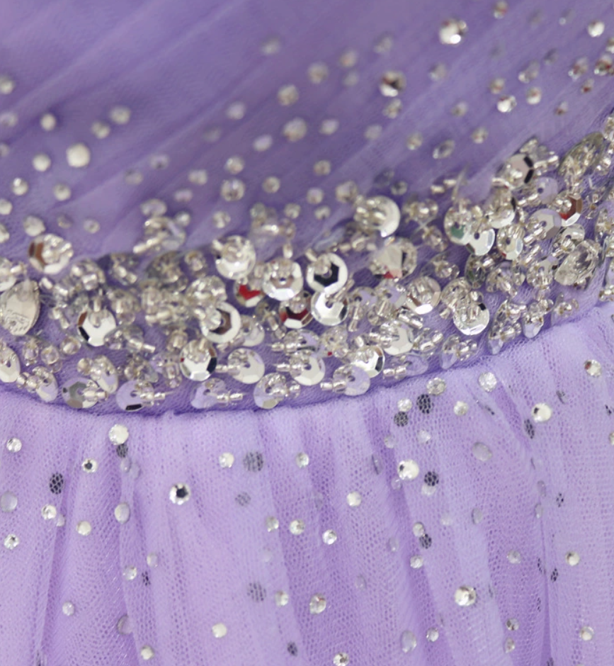 Romantic Off-Shoulder A-Line Birthday Dresses  Sequins Beads Pleated Tulle Homecoming Dress AP4725