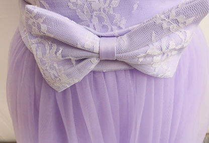 Ornate A-Line Strapless Birthday Dresses Bow Lace Tulle Homecoming Dress AP4726