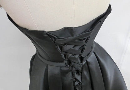 Chic A-Line Strapless Birthday Dresses Simple Bows Cutout Black Homecoming Dress AP4728